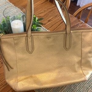 Fossil gold shoulder bag purse tote